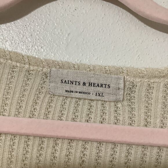 Lagenlook Cottagecore Casual Slouchy Waffle Knit Cream Button Detail Dress 1X - Picture 7 of 9